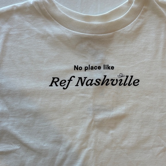 Reformation White Cropped Tee with Black 'Ref Nashville' Text - Picture 2 of 6